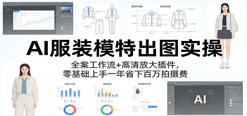 AI服装模特出图实操：全案工作流+ 高清放大插件，零基础上手一年省下百万拍摄费-网赚项目平台