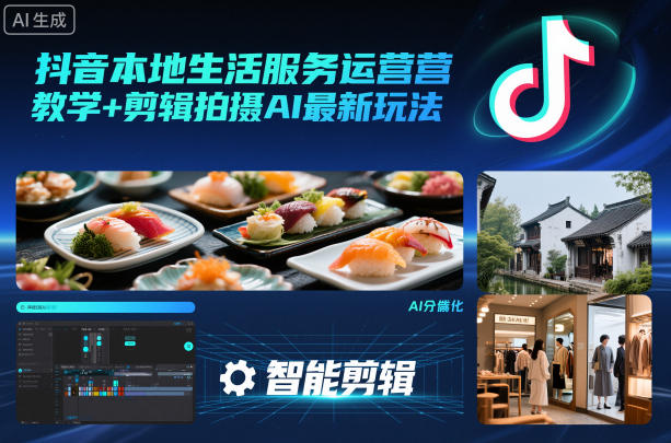 抖音本地生活服务运营教学+剪辑拍摄AI最新玩法-网赚项目平台