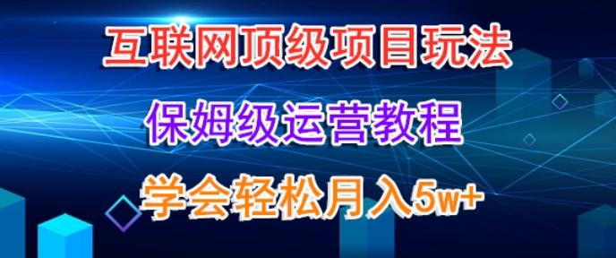 互联网顶级项目玩法，保姆级运营教程，学完轻松月入5万-网赚项目平台
