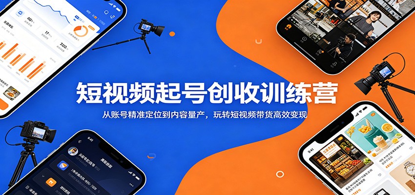 短视频起号创收训练营：从账号精准定位到内容量产，玩转短视频带货高效变现-网赚项目平台