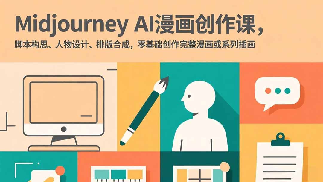 Midjourney AI漫画创作课，脚本构思、人物设计、排版合成，零基础创作完整漫画或系列插画-网赚项目平台