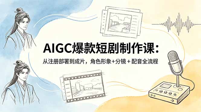 AIGC爆款短剧制作课：从注册部署到成片，角色形象+分镜+配音全流程-网赚项目平台