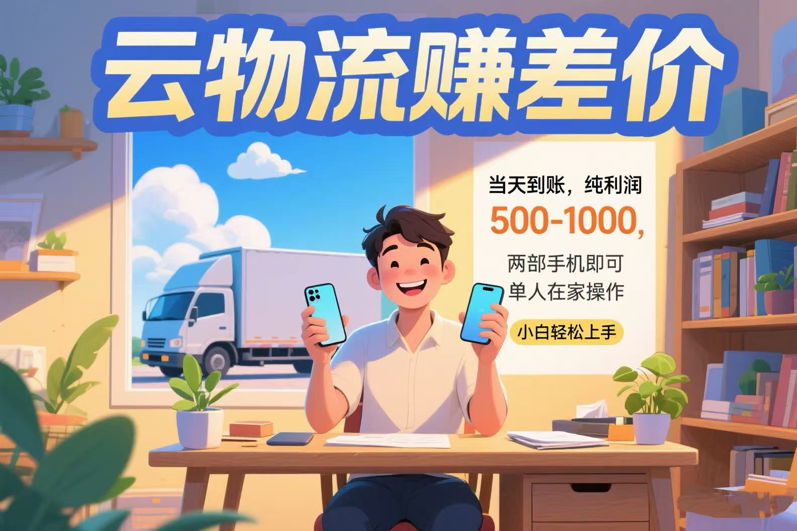 云物流赚差价 当天到账纯利润500-1000 两部手机即可 可单人在家操作 小…-网赚项目平台