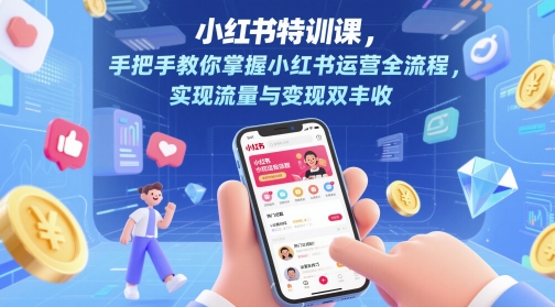 小红书特训课，手把手教你掌握小红书运营全流程，实现流量与变现双丰收-网赚项目平台