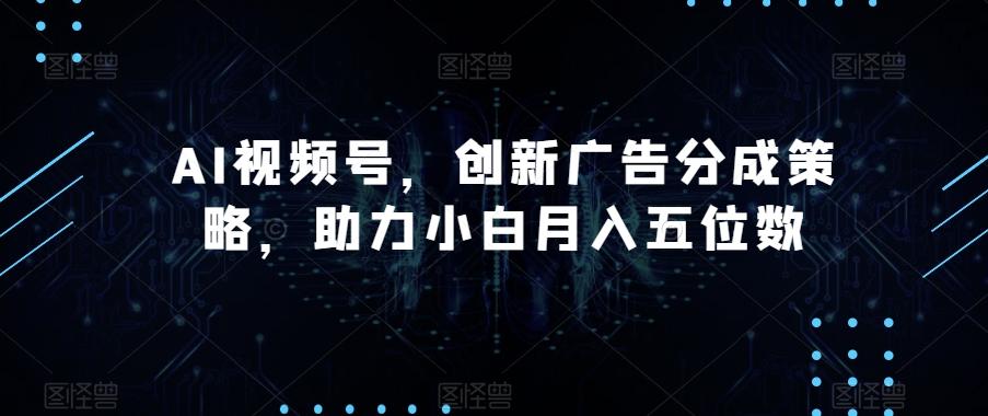 AI视频号，创新广告分成策略，助力小白月入五位数【揭秘】-网赚项目平台