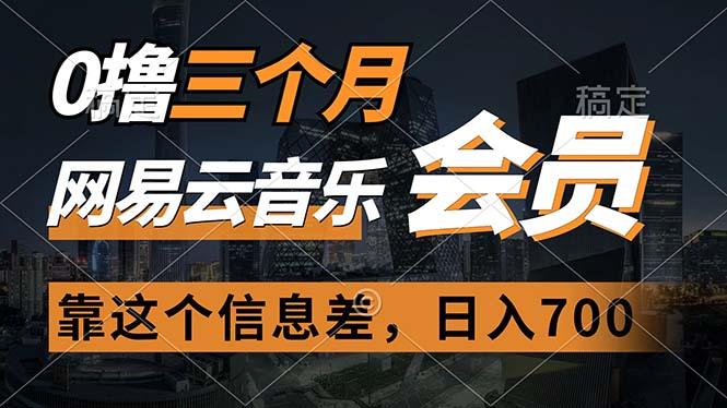 0撸三个月网易云音乐会员，靠这个信息差一天赚700，月入2w-网赚项目平台