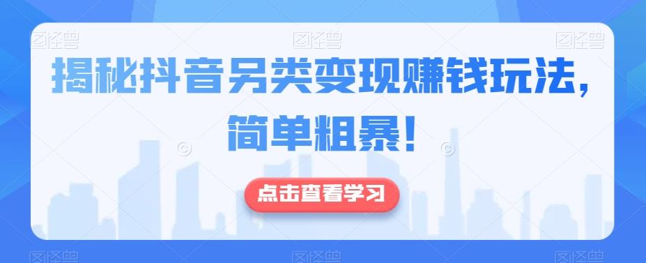 揭秘抖音另类变现赚钱玩法，简单粗暴！-网赚项目平台