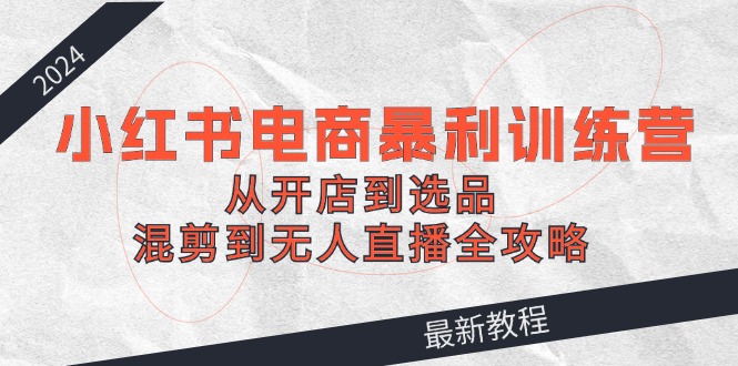 2024小红书电商暴利训练营：从开店到选品，混剪到无人直播全攻略-网赚项目平台