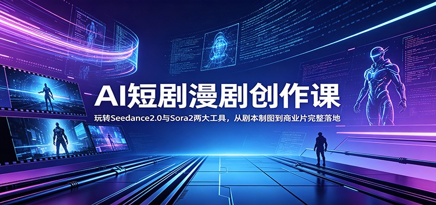 AI短剧漫剧创作课：玩转Seedance2.0与 Sora2两大工具，从剧本制图到商业片完整落地-网赚项目平台