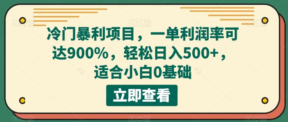 冷门暴利项目，一单利润率可达900%，轻松日入500+，适合小白0基础-网赚项目平台