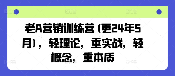 老A营销训练营(更25年8月)，轻理论，重实战，轻概念，重本质-网赚项目平台