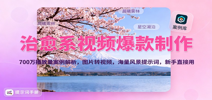 治愈系视频爆款制作,700万播放量案例解析,图片转视频,海量风景提示词,新手直接用-网赚项目平台