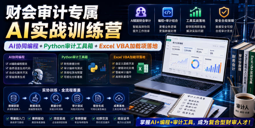 财会审计专属AI实战训练营｜AI协同编程+Python审计工具箱+Excel VBA加载项落地(更新0816)-网赚项目平台