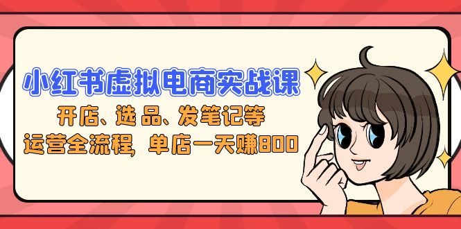 小红书虚拟电商实战课：开店、选品、发笔记等运营全流程，单店一天赚800-网赚项目平台