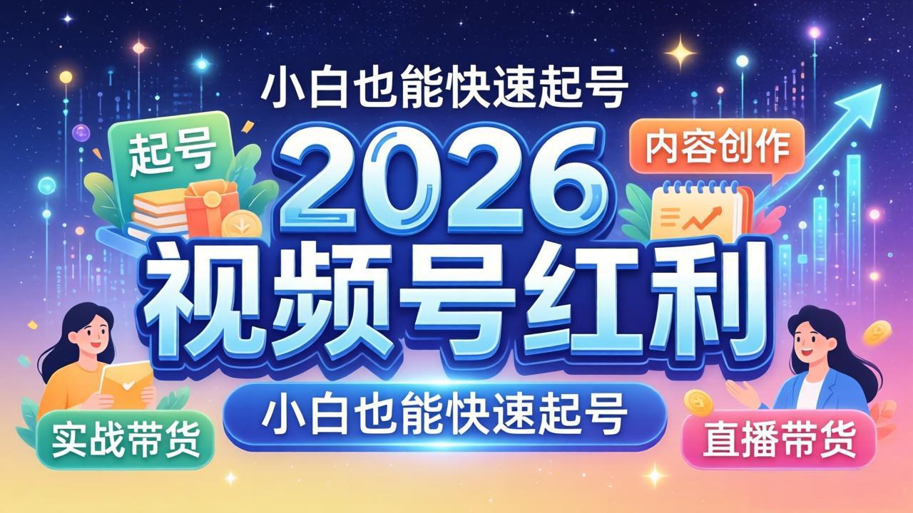 2026视频号红利实战营，大佬亲授起号、内容、直播、IP、投流、私域、矩阵全套落地打法-网赚项目平台