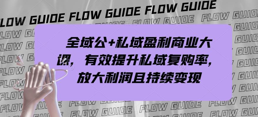 全域公+私域盈利商业大课，有效提升私域复购率，放大利润且持续变现-网赚项目平台