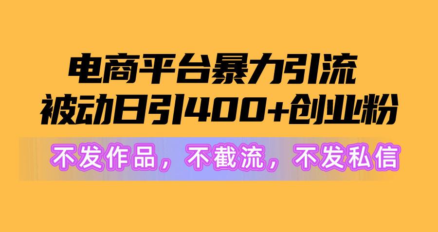 电商平台暴力引流,被动日引400+创业粉不发作品，不截流，不发私信-网赚项目平台