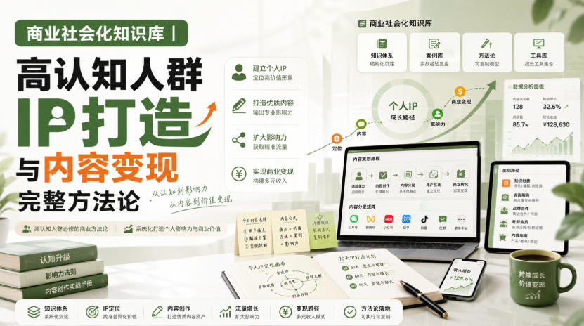 商业社会化知识库｜高认知人群IP打造与内容变现完整方法论【文档】-网赚项目平台