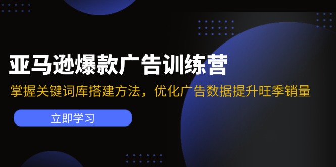 亚马逊爆款广告训练营：掌握关键词库搭建方法，优化广告数据提升旺季销量-网赚项目平台
