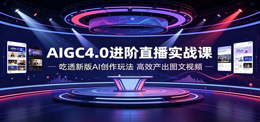 AIGC4.0进阶直播实战课：吃透新版AI创作玩法，高效产出图文视频-网赚项目平台