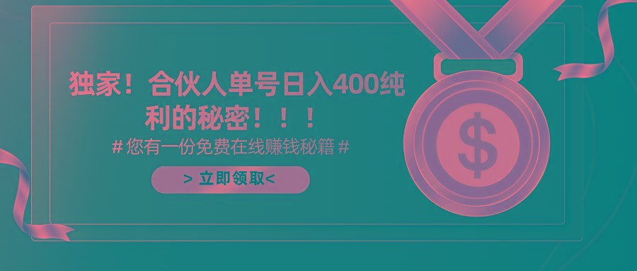 (10028期)合伙人广告撸金最新玩法，每天单号400纯利-网赚项目平台