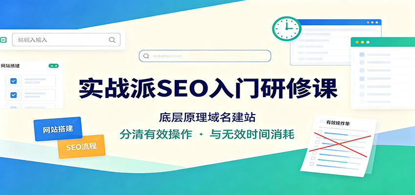 实战派SEO入门研修课：底层原理域名建站，分清有效操作与无效时间消耗-网赚项目平台
