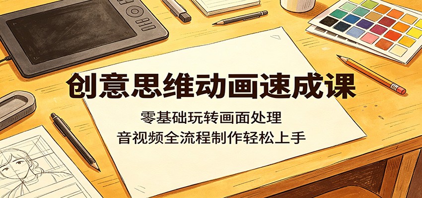 创意思维动画速成课：零基础玩转画面处理，音视频全流程制作轻松上手-网赚项目平台
