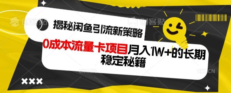 揭秘闲鱼引流新策略：0成本流量卡项目，月入1W+的长期稳定秘籍-网赚项目平台