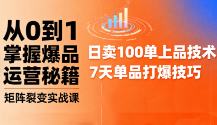 抖音小店爆品打造与矩阵裂变实战课-网赚项目平台