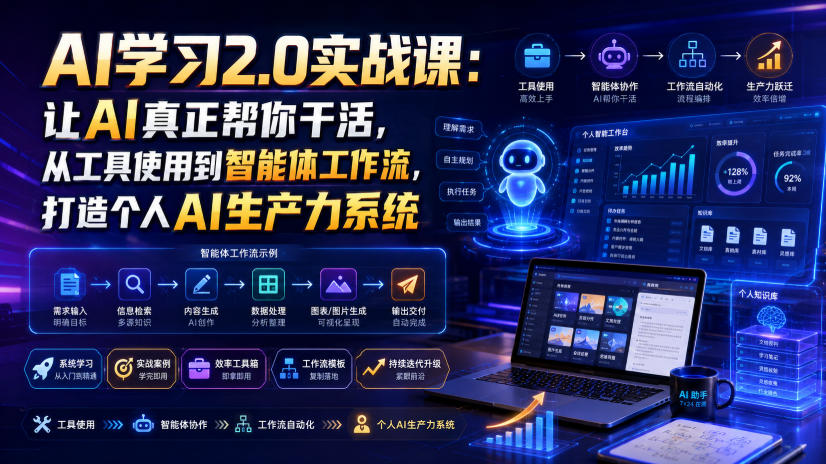 AI学习2.0实战课：让AI真正帮你干活，从工具使用到智能体工作流，打造个人AI生产力系统-网赚项目平台