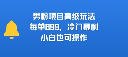 男粉项目高级玩法，每单899，冷门暴利，小白也可操作-网赚项目平台