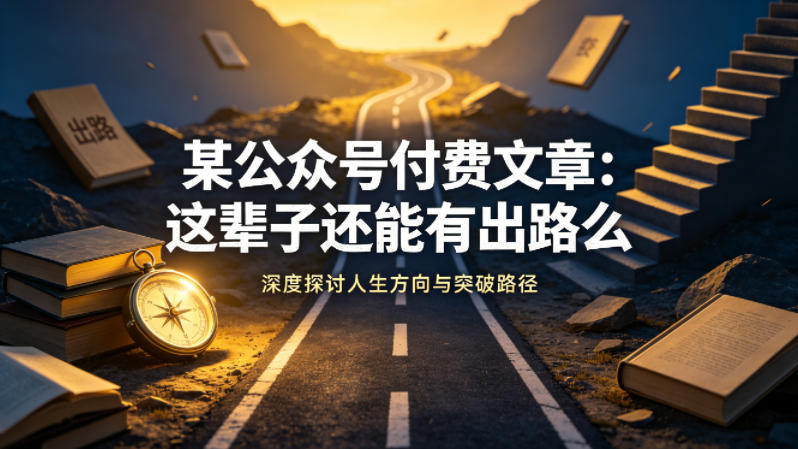 某公众号付费文章：这辈子还能有出路么-网赚项目平台