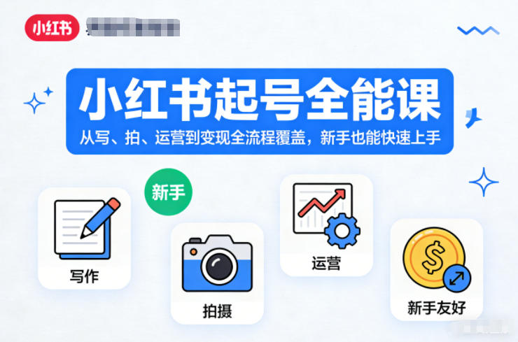 小红书起号全能课,从写、拍、运营到变现全流程覆盖,新手也能快速上手-网赚项目平台