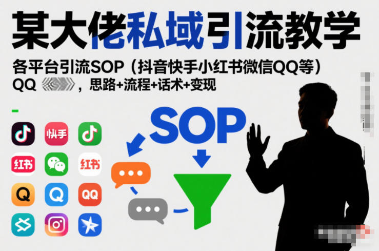 某大佬私域引流教学，各平台引流SOP(抖音快手小红书微信QQ等)，思路+流程+话术+变现-网赚项目平台