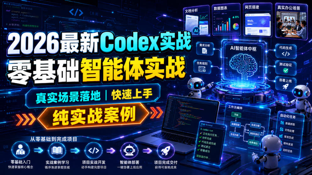 2026最新Codex实战零基础智能体实战，真实场景落地，快速上手，纯实战案例-网赚项目平台