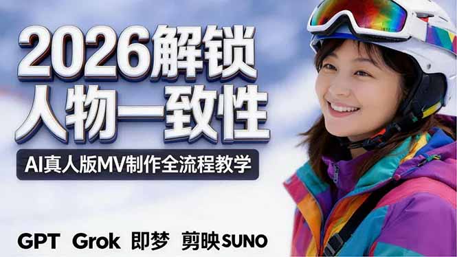 2026独创解锁人物一致性：AI真人版MV制作，不讲空话，不拼概念，全流程实操-网赚项目平台