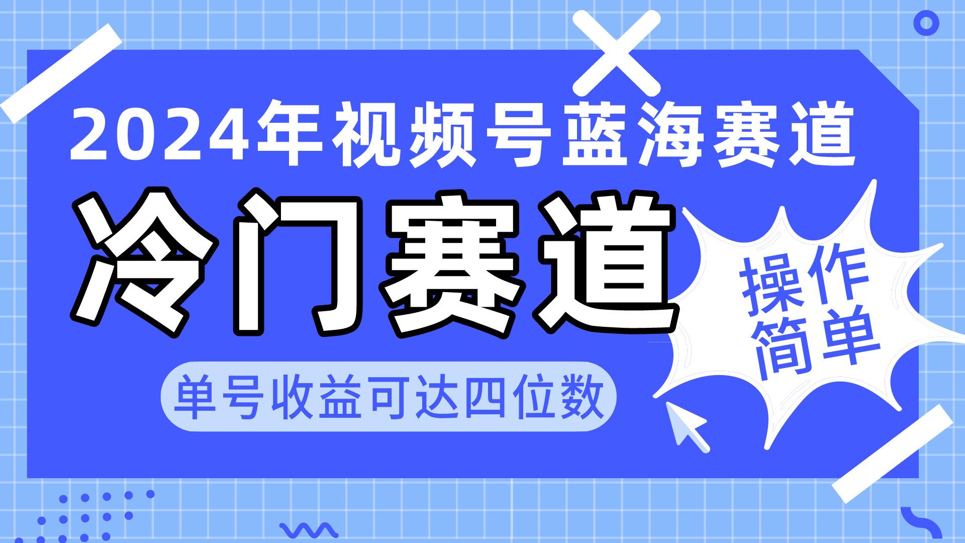 2024视频号冷门蓝海赛道，操作简单 单号收益可达四位数(教程+素材+工具-网赚项目平台