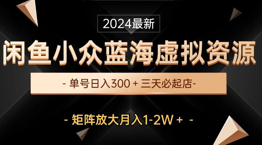 最新闲鱼小众蓝海虚拟资源，单号日入300＋，三天必起店，矩阵放大月入1-2W-网赚项目平台