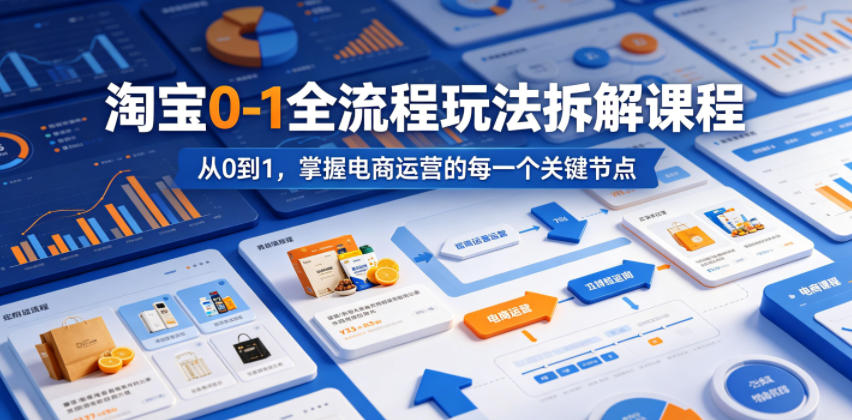 淘宝0-1全流程玩法拆解课程，从0到1，掌握电商运营的每一个关键节点-网赚项目平台
