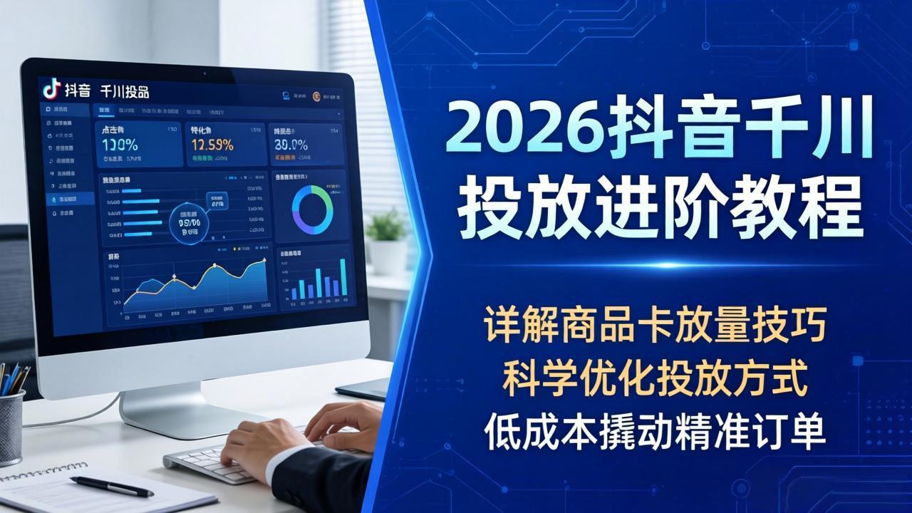 2026抖音千川投放进阶教程，详解商品卡放量技巧，科学优化投放方式，低成本撬动精准订单-网赚项目平台