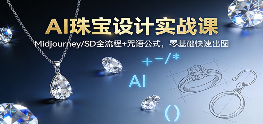 AI珠宝设计实战课:Midjourney/SD全流程+咒语公式,零基础快速出图-网赚项目平台
