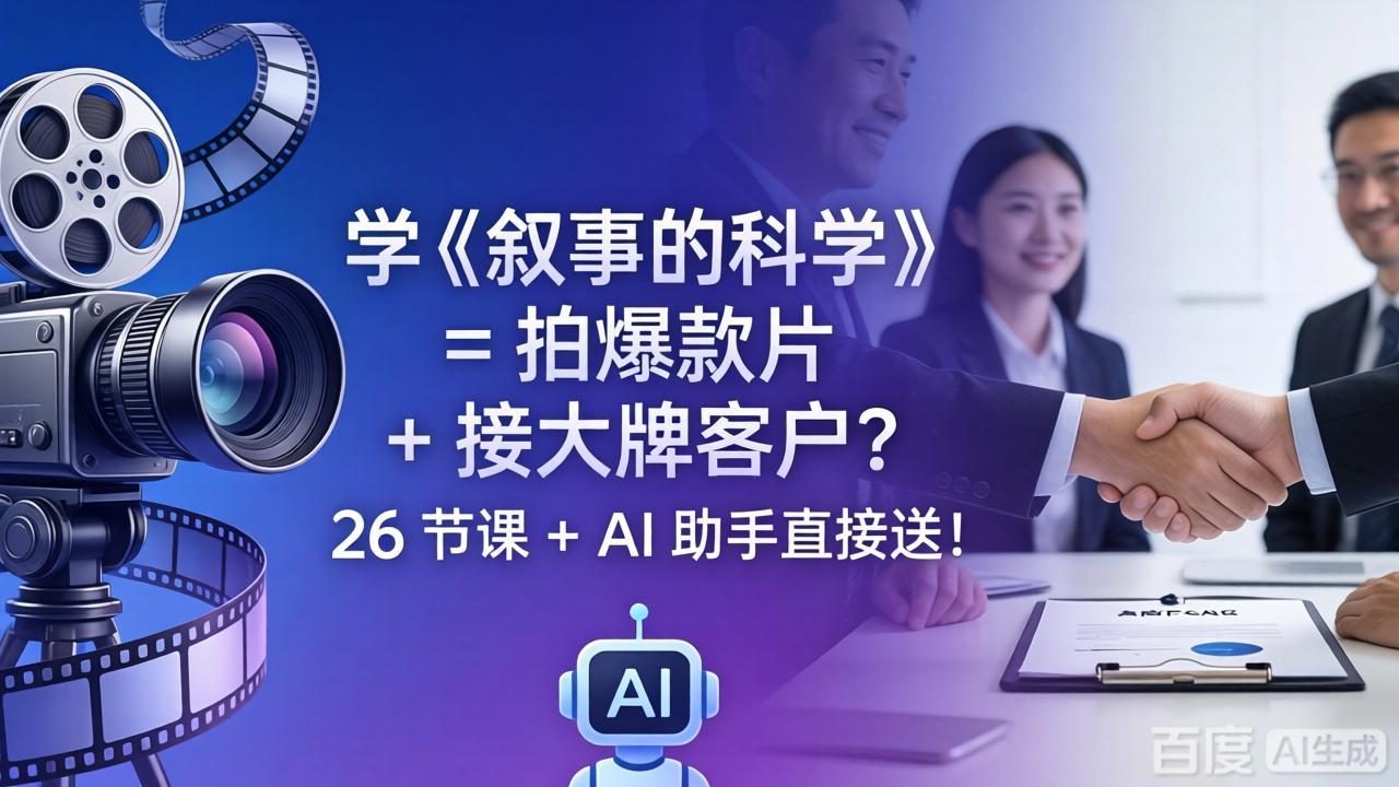 学《叙事的科学》= 拍爆款片 + 接大牌客户？26 节课 + AI 助手直接送！-网赚项目平台