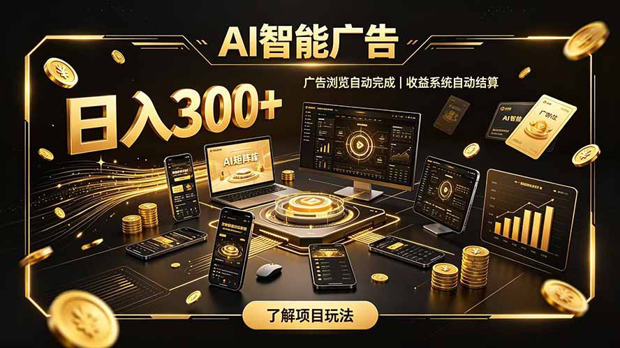 自研 AI 系统｜轻资产起步｜长期稳定收益｜宝妈 上班族轻轻松松日入300+-网赚项目平台