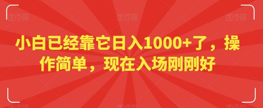 小白已经靠它日入1000+了，操作简单，现在入场刚刚好【揭秘】-网赚项目平台