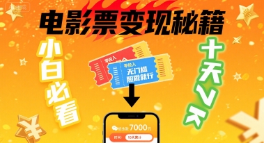 小白必看！卖电影票项目，零投入无门槛谁都能做，十天到手 7k，照做就行【揭秘】-网赚项目平台