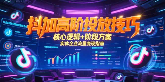 抖加高阶投放技巧，核心逻辑+阶段方案，实体企业流量变现指南-网赚项目平台