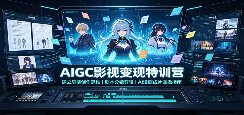 AIGC影视变现特训营：建立导演创作思维，剧本分镜剪辑，AI漫剧成片实操指南-网赚项目平台