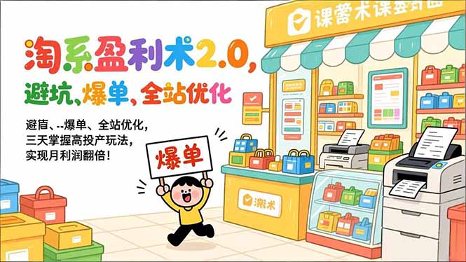 淘系盈利术2.0，避坑、爆单、全站优化，三天掌握高投产玩法，实现月利润翻倍！-网赚项目平台