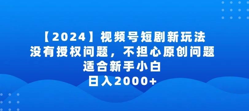 2024视频号短剧玩法，没有授权问题，不担心原创问题，适合新手小白，日入2000+【揭秘】-网赚项目平台