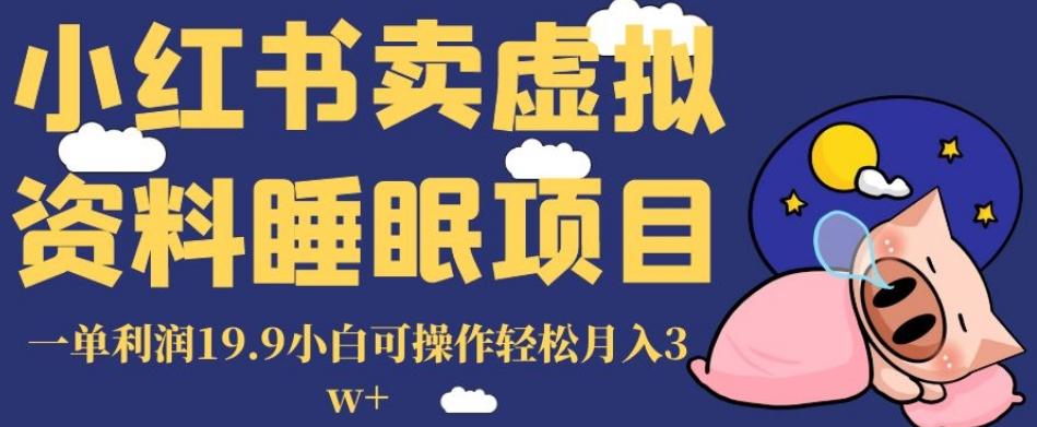 小红书卖虚拟资料睡眠项目，一单利润19.9小白可操作轻松月入3w+【揭秘】-网赚项目平台